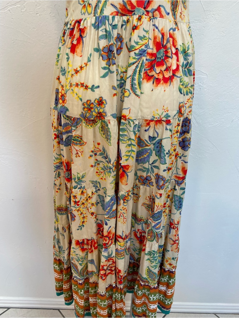 SOFT SURROUNDINGS MULTICOLOR CREW SHORT SLEEVE TSHIRT TIERED KARA MAXI DRESS - Picture 9 of 14